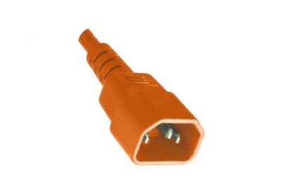 Kábel sieťový 230V predlžovací, C14 - C15, 2m, 1.00mm², 10A, oranžový