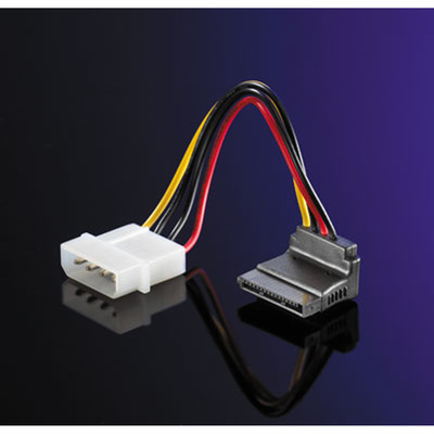 Kábel napájací interný 5,25" Molex na SATA zahnutá dole, 0.1m