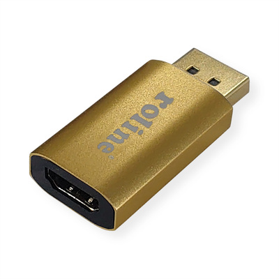 Adaptér DisplayPort/HDMI M/F, 4K@60Hz (DP 1.2a, HDMI 2.0), 18G, aktívny, priamy, zlatý