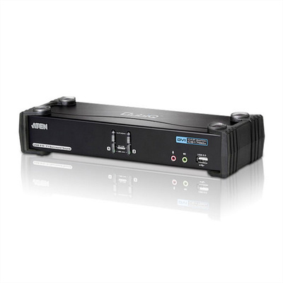 KVM switch/prepínač 2PC, DVI-D, USB, USB hub, audio 5.1, Hotkeys, Pushbuttons
