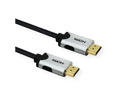 Kábel HDMI M/M 1m, Ultra High Speed+Eth, 10K@30Hz, HDMI 2.1, pozl. konektor, čierny/sivý