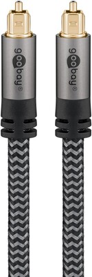 Kábel Toslink audio optický SPDIF prepojovací M/M 10m, ø6.5mm, pozl. konektor, čierny/sivý