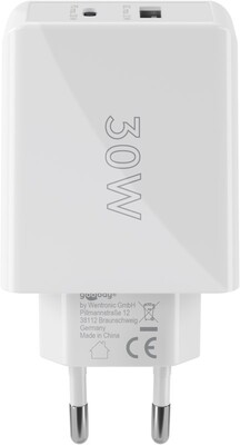 Nabíjačka USB 230V 2port, 1xUSB A, 1xUSB Typ C, 30W, Power Delivery, Quick Charge 3.0, biela §§