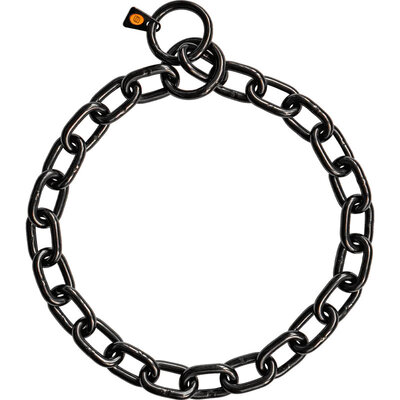 Obojok retiazkový sťahovací 5mm/57cm, extra pevný, stredné oko, nerezová oceľ, čierny, HS