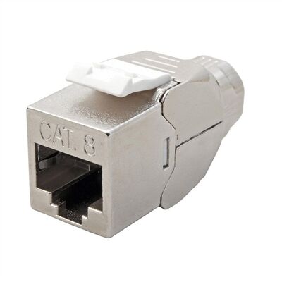 Konektor Keystone cat.8.1, tienený, strieborný, beznástrojový (toolless), SLIM