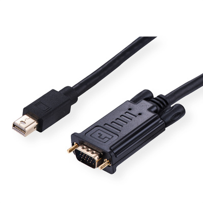 Kábel DisplayPort mini na VGA M/M 2m, max.1920x1200@60Hz, čierny, jednosmerný, aktívny, G pozl. kon.