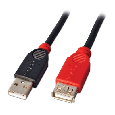 Kábel USB 2.0 A-A M/F 5m, High Speed, predlžovací, čierny, aktívny, slim