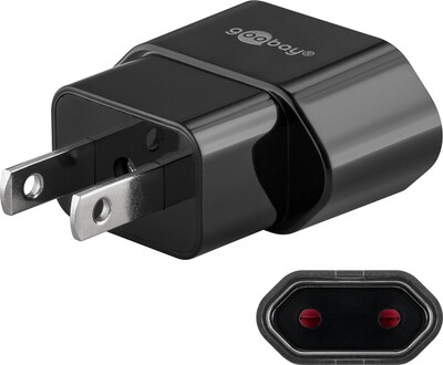 Adaptér cestovný Európa 2pin (CEE7/16) -> USA/Japonsko (NEMA 1-15) max. 10A, čierny