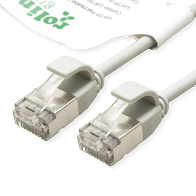 U/FTP Patchkábel LSOH TPE 0.3m cat.6a, sivý, slim, Cu, Flex Cable, Roline Green, Eco obal