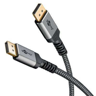 Kábel DisplayPort M/M 3m, 8K@60Hz, DP v1.4, 32.4Gbit/s, čierny/sivý, pozl.konektor