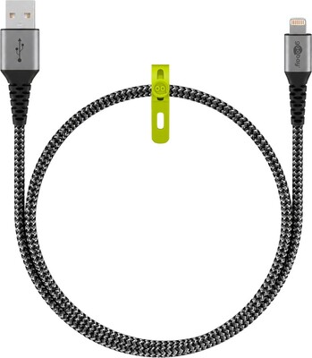 Kábel USB "Lightning" pre Apple, 1m, High Speed, čierny/sivý