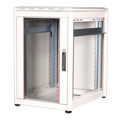19" Rack na podlahu 16U, 898x600x800mm (HxWxD), PRO, sklenené dvere, sivý