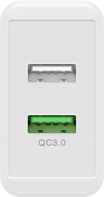 Nabíjačka USB 230V 2port, 2xUSB A, 28W, Quick Charge 3.0, biela