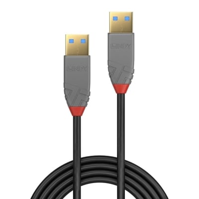 Kábel USB 3.2 Gen 1, A-A M/M 5m, 5Gbps, čierny, Anthra Line, pozl. kon.