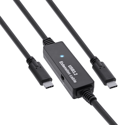 Kábel USB 3.2 Gen 1, Typ C CM/CM 10m, 5Gbps, čierny, aktívny