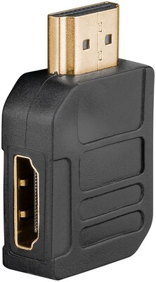 Uhlový adaptér HDMI M/F 90°, smerom doprava, 4K@60Hz, čierny, pozl. kon.
