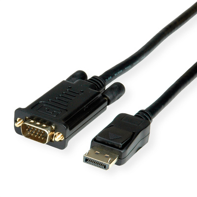 Kábel DisplayPort na VGA M/M 5m, max. 1920x1200@60Hz, čierny, jednosmerný, aktívny, pozl. konektor