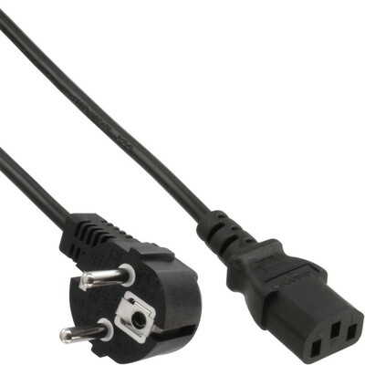 Kábel sieťový 230V, vidlica (CEE7/7) lomená - C13, 7m, 1.50mm², 10A, čierny