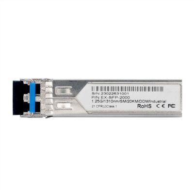 Mini GBIC modul SFP, LC Duplex, Single Mode, do 20km, 1.25Gbps, DDM, priemyselný, −40 až +70 °C
