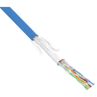 S/FTP lanko PVC 100m cat.5e, AWG26, 100Mhz, 1000Base-T, modrý, pomedený