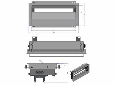 TOP FRAME montážny kryt, krátky, asymetrický, 341 x 162 x 110mm, hliník, striebornosivý