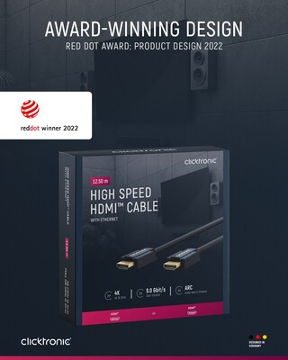 Kábel HDMI M/M 12.5m, High Speed+Eth, 4K@60Hz, HDMI 2.0, 18G, pozl. konektor, modrý, C