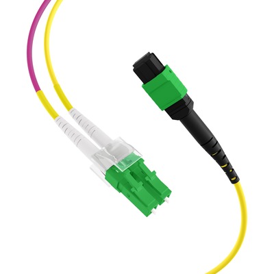 Fiber kábel MTP-LC/APC, 5m Matrix, OS2(9/125µm), LSOH, 3mm, 12 vlákno, žltý