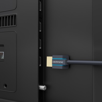 Kábel HDMI M/M 1m, High Speed+Eth, 4K@60Hz, HDMI 2.0, 18G, pozl. konektor, modrý, Slim, C