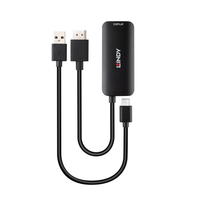 Adaptér HDMI na USB 3.1 Typ C, napájanie USB C, HDMI 2.0, 4K@60Hz, 18G, čierny, 13cm
