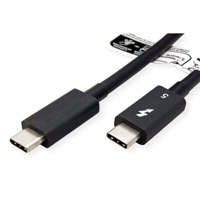 Kábel Thunderbolt 5 (USB 3.1 Typ C) M/M 1m, 80Gbps, Power Delivery 240w 48V5A, čierny