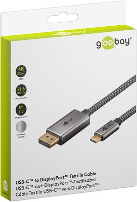 Kábel USB 3.1 Typ C na DisplayPort M/M 3m, gen.2, 4K@60Hz, čierny/sivý, oplet, pozl. konektor