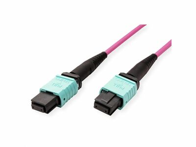 Fiber kábel MPO-MPO, 5m Duplex OM4(50/125µm), LSOH, 4.5mm, Trunk Cable, fialový