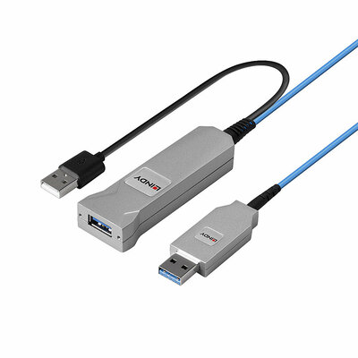 Kábel USB 3.2 Gen 1, AM/AF Typ C 30m, 5Gbps, predlžovací, čierny, aktívny, optický