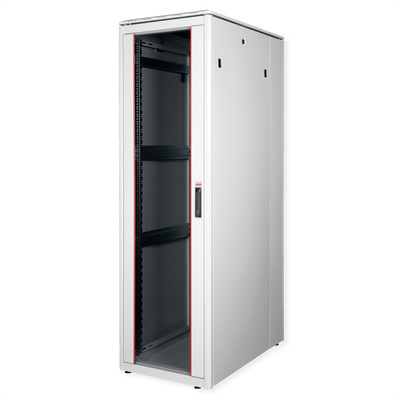 19" Rack na podlahu 42U, 2053x600x1000mm (HxWxD), PRO, sklenené dvere, sivý