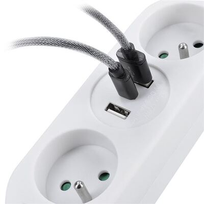 Predlžovačka 1.5m s 2 zásuvkami, 1.00mm², USB nabíjačka (2x USB A + 1x USB C) 17W, biela