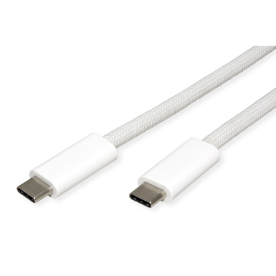 Kábel USB 4 Gen 3x2, Typ C CM/CM 1m, 40Gbps, PD 240w 48V5A, oplet, biely