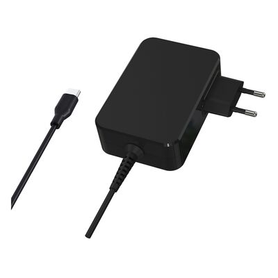 Nabíjačka / Adaptér 230V USB Typ C, s pevným káblom 1.8m, PD 90W, GaN, čierna
