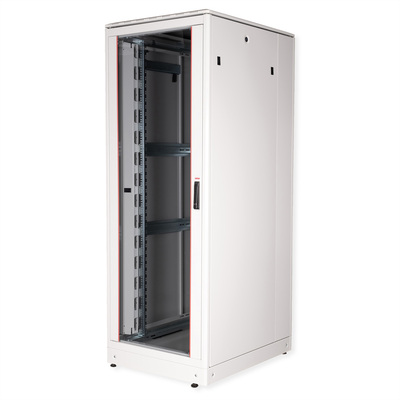 19" Rack na podlahu 42U, 2053x800x1000mm (HxWxD), PRO, sklenené dvere, sivý