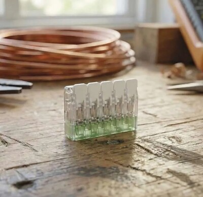 Spojka páčková, svorka bezskrutková, 5-pólová, 0.2-4.0mm², priehľadná, 10 ks/bal