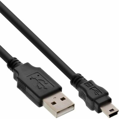 Kábel USB 2.0 A-MINI-B 5pin M/M 0.5m, High Speed, čierny