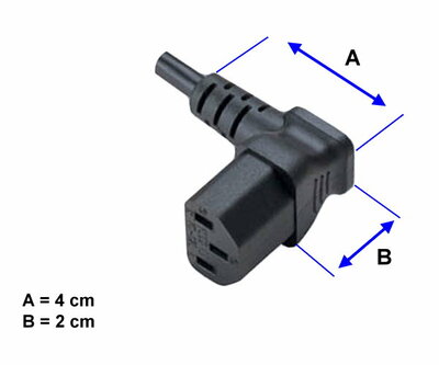 Kábel sieťový 230V, vidlica (CEE7/7) lomená - C13 zahnutý (dole), 1.8m, 0.75mm², 10A, čierny