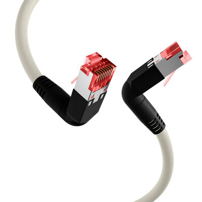 S/FTP (PiMF) Patchkábe LSOH, 0.5m cat.6a, sivý, Cu, Daka UC900 s TM21, 2x90°