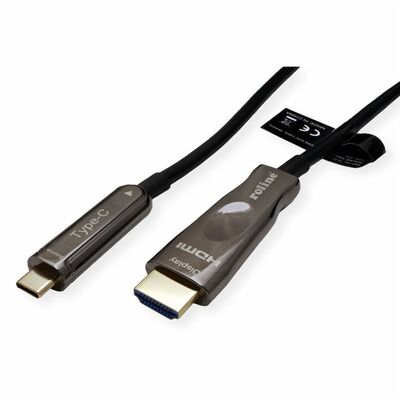 Kábel USB 3.1 Typ C na HDMI M/M 30m, gen.2, 4K@60Hz, čierny, aktívny, optický