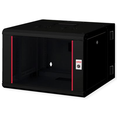 19" Rack na stenu 7U, čierny, 418x600x600mm (HxWxD), RAL9005, PRO, otočný (2-dielny)