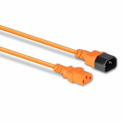 Kábel sieťový 230V predlžovací, C13 - C14, 2m, 0.75mm², 10A, oranžový