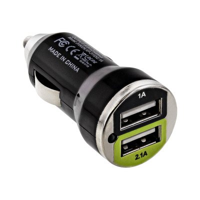 Nabíjačka USB do auta 1port, 2xUSB A, 2.1A, mini, čierna