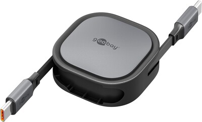 Kábel USB 2.0 Typ C CM/CM 1m, High Speed, Power Delivery 15w 5V3A, čierny, samonavíjací