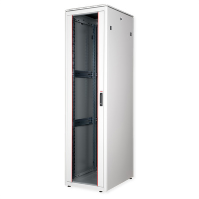 19" Rack na podlahu 47U, 2276x600x800mm (HxWxD), PRO, sklenené dvere, sivý