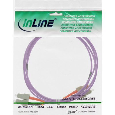 Fiber kábel SC-SC, 10m Duplex OM4(50/125µm), LSOH, 3mm, fialový