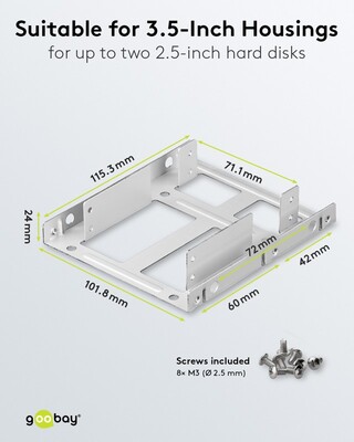 Montážna sada na HDD z 3.5" na 2x 2.5" strieborný
